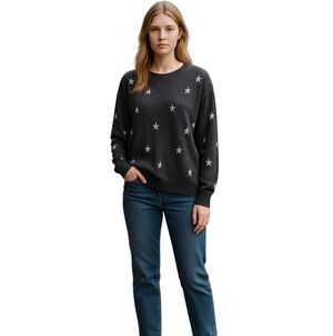 Premise Gray Stars Crewneck Sweater Medium Grunge Goth Witchy Dark Aesthetic NWT